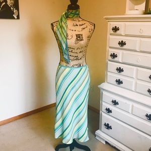 ANN TAYLOR 100% Silk Skirt & Scarf Set EUC Size 4